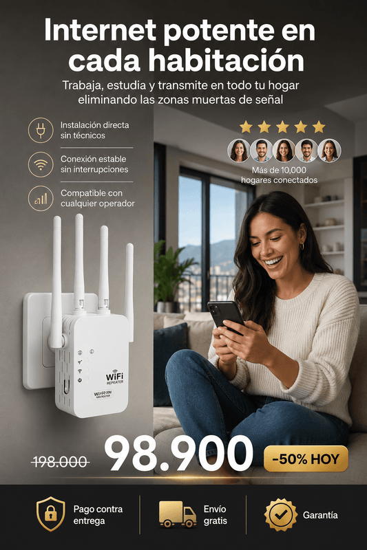 Amplificador WiFi 2026 – Llévate internet potente a TODA la casa